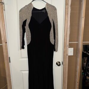 Xscape Black Dress with Gold Accents
